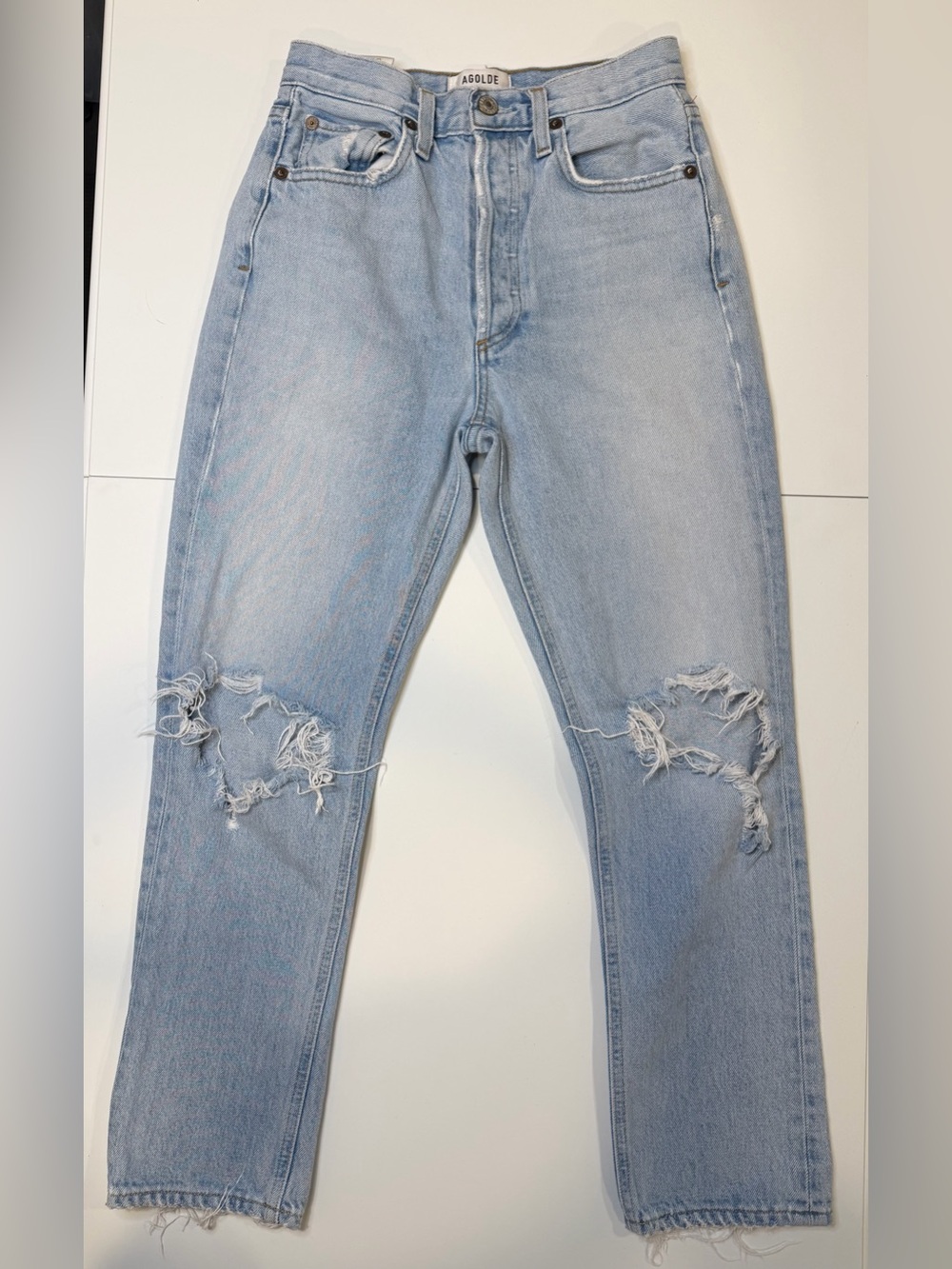 AGOLDE Riley High Rise Straight Crop Distressed Jeans Size 23